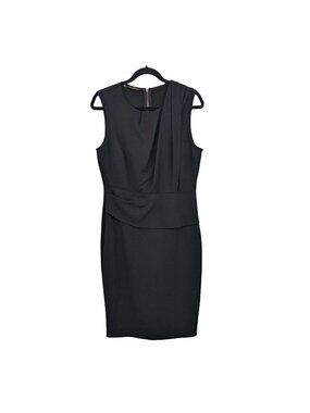 Kobi Halperin Black Sheath Dress Draped Sleeveless Minimalist Old Money Size 10